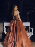 Prom Dress 2025 Strapless Satin And Tulle Prom Dress 20650-unique elegant Prom Dresses-Brown-US2-vigocouture