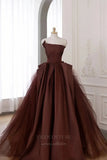 Prom Dress 2025 Strapless Satin And Tulle Prom Dress 20650-unique elegant Prom Dresses-Brown-US2-vigocouture