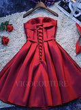 Short Prom Dresses 2025 Strapless Satin Homecoming Dress 20364-Prom Dresses-vigocouture-vigocouture