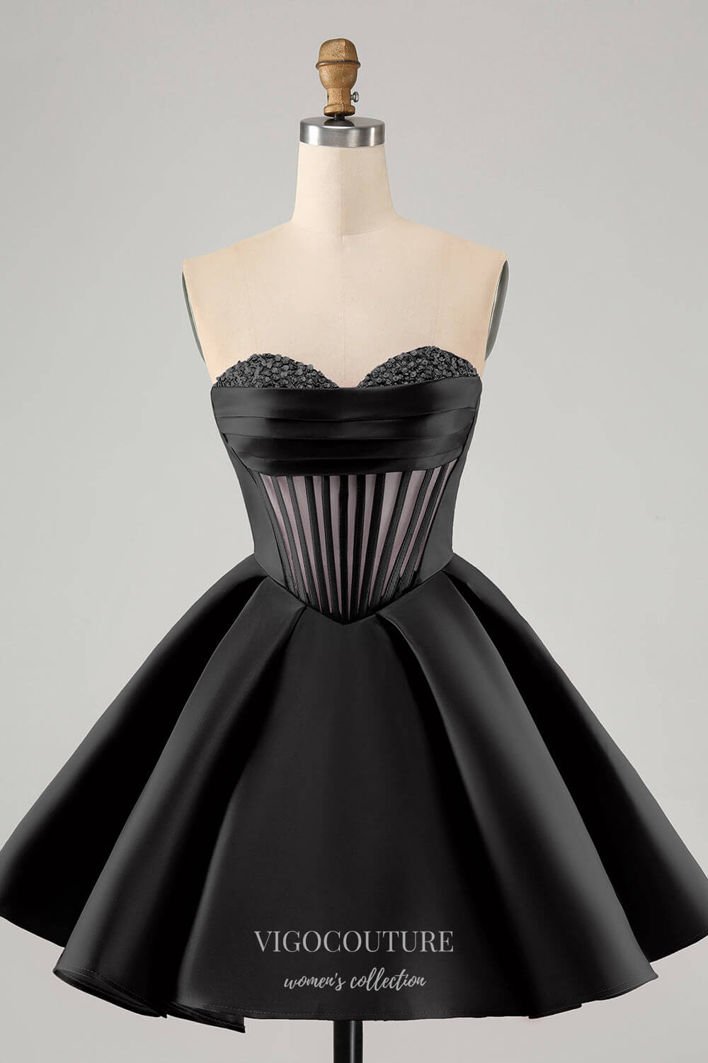 Strapless Satin Homecoming Dresses with Rhinestones Sweetheart Necklin vigocouture Strapless Satin Homecoming Dresses with Rhinestones Sweetheart Necklin vigocouture
