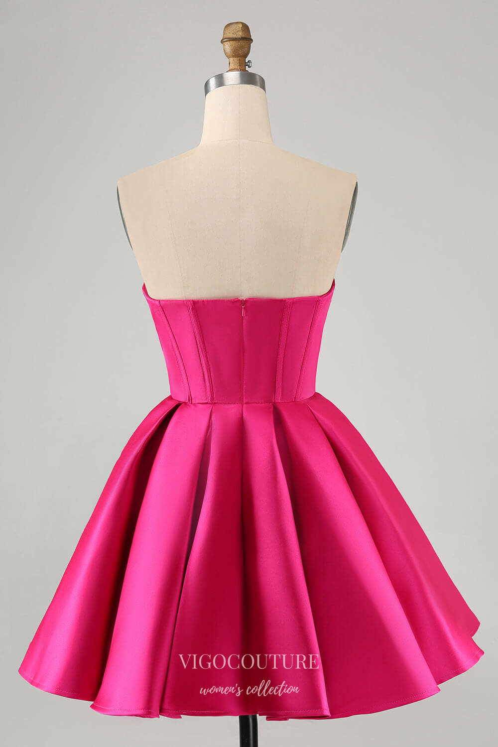 Strapless Satin Homecoming Dresses with Rhinestones Sweetheart Necklin vigocouture Strapless Satin Homecoming Dresses with Rhinestones Sweetheart Necklin vigocouture