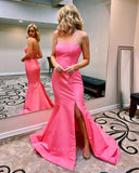 Prom Dress 2025 Strapless Satin Mermaid Prom Dress 20611-unique elegant Prom Dresses-Pink-US2-vigocouture