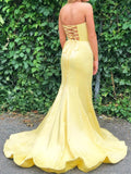 Prom Dress 2025 Strapless Satin Mermaid Prom Dress 20611-unique elegant Prom Dresses-Yellow-US2-vigocouture