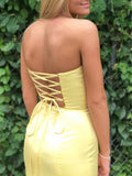 Prom Dress 2025 Strapless Satin Mermaid Prom Dress 20611-unique elegant Prom Dresses-Yellow-US2-vigocouture