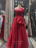 Prom Dress 2025 Strapless Satin Prom Dresses Bow Formal Dresses 21040-unique elegant Prom Dresses-Grey-Custom Size-vigocouture