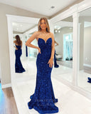 Prom Dress 2025 Strapless Sequin Mermaid Cheap Prom Dresses Sweetheart Neck 24346-unique elegant Prom Dresses-Blue-Custom Size-vigocouture