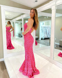 Prom Dress 2025 Strapless Sequin Mermaid Cheap Prom Dresses Sweetheart Neck 24346-unique elegant Prom Dresses-Pink-Custom Size-vigocouture