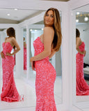 Prom Dress 2025 Strapless Sequin Mermaid Cheap Prom Dresses Sweetheart Neck 24346-unique elegant Prom Dresses-Pink-Custom Size-vigocouture