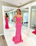 Prom Dress 2025 Strapless Sequin Mermaid Cheap Prom Dresses Sweetheart Neck 24346-unique elegant Prom Dresses-Pink-Custom Size-vigocouture