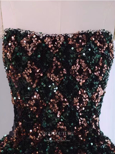 Prom Dress 2025 Strapless Sequin Prom Dresses Sparkly Formal Gown 21027-unique elegant Prom Dresses-As Pictured-Custom Size-vigocouture