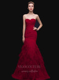 Prom Dress 2025 Strapless Tiered Tulle Prom Dress 20286-unique elegant Prom Dresses-Burgundy-US2-vigocouture