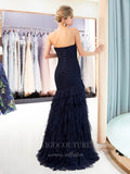 Prom Dress 2025 Strapless Tiered Tulle Prom Dress 20286-unique elegant Prom Dresses-Navy Blue-US2-vigocouture