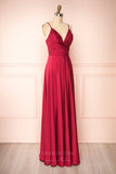 Prom Dress 2025 Stretchable Woven Spaghetti Strap Pleated Prom Dress 20858-unique elegant Prom Dresses-Burnt Orange-US2-vigocouture