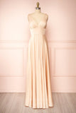 Prom Dress 2025 Stretchable Woven V-Neck Pleated Prom Dress 20859-unique elegant Prom Dresses-Blush-US2-vigocouture