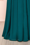 Prom Dress 2025 Stretchable Woven V-Neck Pleated Prom Dress 20859-unique elegant Prom Dresses-Teal-US2-vigocouture