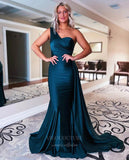 Prom Dress 2025 Stretchy Satin Mermaid One Shoulder Prom Dress 20834-unique elegant Prom Dresses-Blue-US2-vigocouture