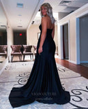 Prom Dress 2025 Stretchy Satin Mermaid One Shoulder Prom Dress 20834-unique elegant Prom Dresses-Navy Blue-US2-vigocouture