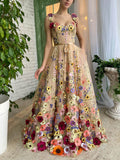 Prom Dress 2025 Stunning 3D Flower Lace Prom Dress with Pockets - Perfect Spring Formal Dress with Spaghetti Straps 21008-unique elegant Prom Dresses-Champagne-US2-vigocouture