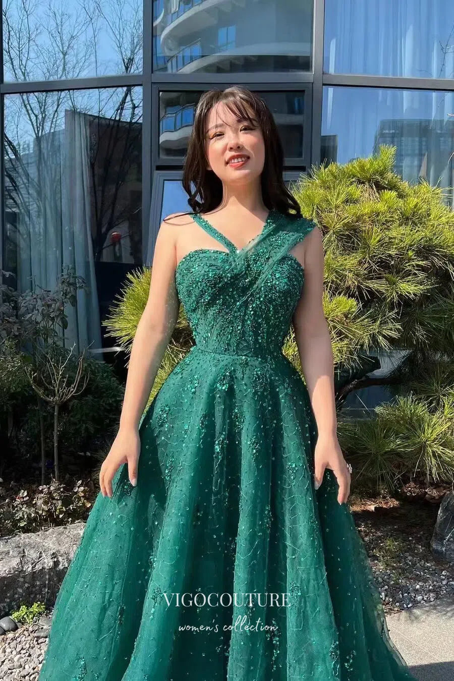 Prom Dress 2025 Stunning Green Beaded Prom Dress 22245-unique elegant Prom Dresses-Green-US2-vigocouture