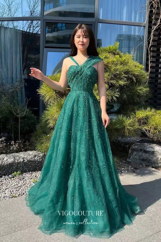 Prom Dress 2025 Stunning Green Beaded Prom Dress 22245-unique elegant Prom Dresses-Green-US2-vigocouture