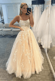 Prom Dress 2025 Stunning Lace Applique Prom Dress with Spaghetti Strap and Corset Back 20375-unique elegant Prom Dresses-Khaki-US2-vigocouture