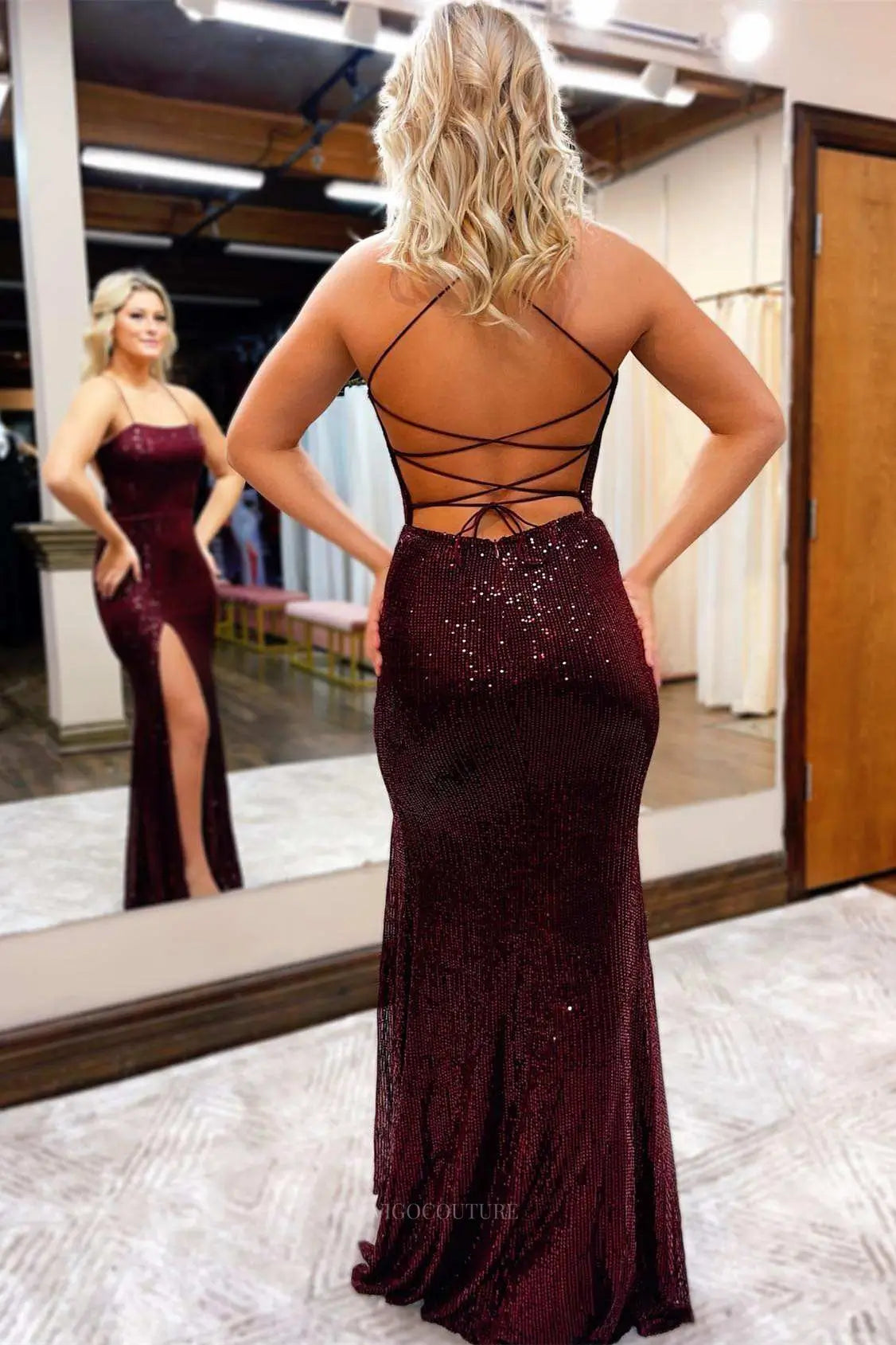 Prom Dresses 2025 to impress Stunning Sequin Mermaid Prom Dresses 2025 with Spaghetti Strap & Slit – 25114-vigocouture-vigocouture