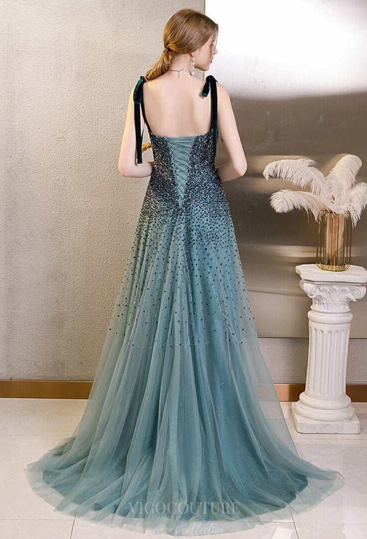 Teal Blue Spaghetti Strap Prom Dress 20266 Custom Colors / 24W Teal Blue Spaghetti Strap Prom Dress 20266 Custom Colors / 24W