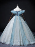 Prom Dress 2025 Tiered Tulle Prom Dresses Off the Shoulder Formal Dresses 21351-unique elegant Prom Dresses-Light Blue-Custom Size-vigocouture