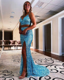 Two Piece Beaded Sequin Mermaid Prom Dress 20828