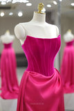 Prom Dresses 2025 to impress Velouria - Strapless Fuchsia Satin Prom Dress-vigocouture-vigocouture