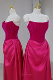 Prom Dresses 2025 to impress Velouria - Strapless Fuchsia Satin Prom Dress-vigocouture-vigocouture