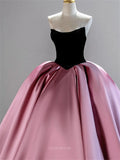 Prom Dresses 2025 to impress Velourose - Strapless Pink Satin Ball Gown-vigocouture-vigocouture