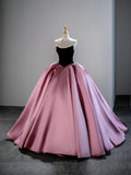 Prom Dresses 2025 to impress Velourose - Strapless Pink Satin Ball Gown-vigocouture-Pink-Custom Size-vigocouture