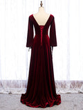 Prom Dress 2025 Velvet Long Sleeve V-Neck Prom Dress 20903-unique elegant Prom Dresses-Black-Custom Size-vigocouture