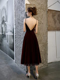 Prom Dress 2025 Velvet Prom Dresses Mid-Length Formal Dresses 20209-unique elegant Prom Dresses-Dark Red-US2-vigocouture