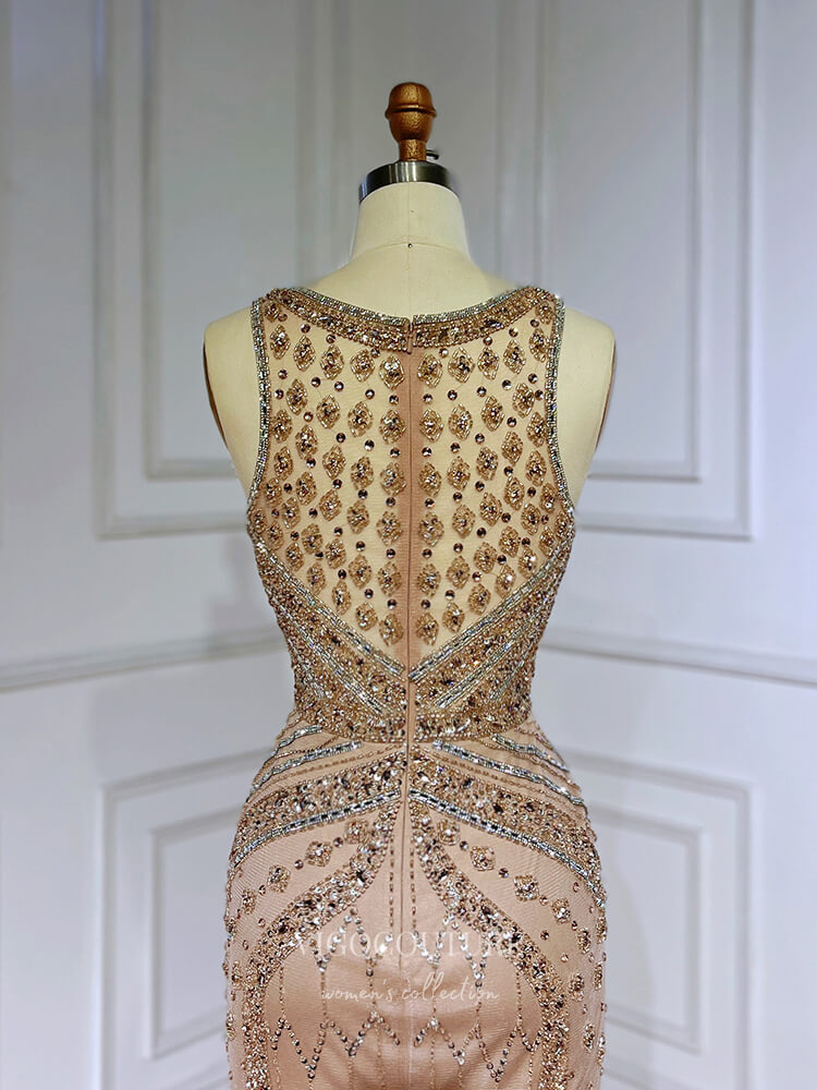 Vintage Beaded Feather Prom Dresses with Slit Mermaid 1920s Evening Dress 22132 Emerald / US6 Vintage Beaded Feather Prom Dresses with Slit Mermaid 1920s Evening Dress 22132 Emerald / US6