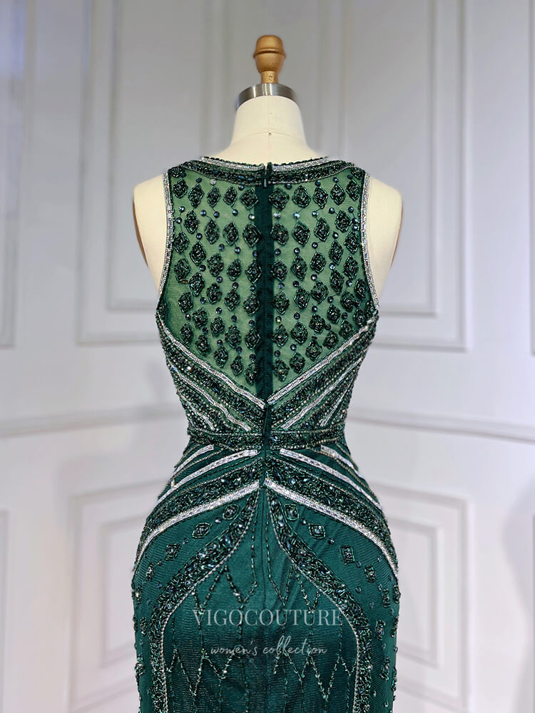 Vintage Satin Beaded Ruched Evening Dress Memaid Prom Dress Y8243 main image 1