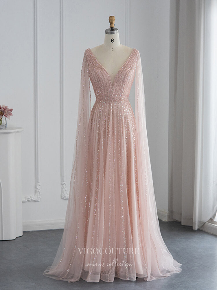 Vintage Beaded Prom Dresses Cape Sleeve 1920s Evening Dress 22128 vigocouture Vintage Beaded Prom Dresses Cape Sleeve 1920s Evening Dress 22128 vigocouture