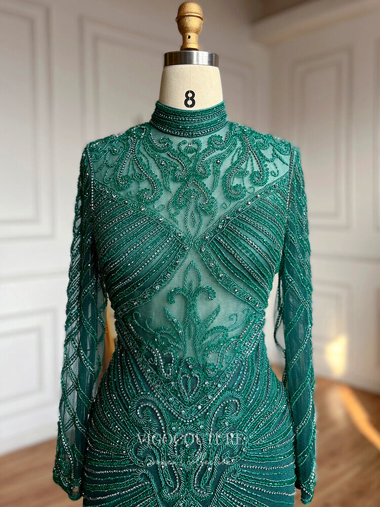 Vintage Beaded Prom Dresses Long Sleeve Mermaid Mother of the Bride Dresses 22083 Red / US10 Vintage Beaded Prom Dresses Long Sleeve Mermaid Mother of the Bride Dresses 22083 Red / US10