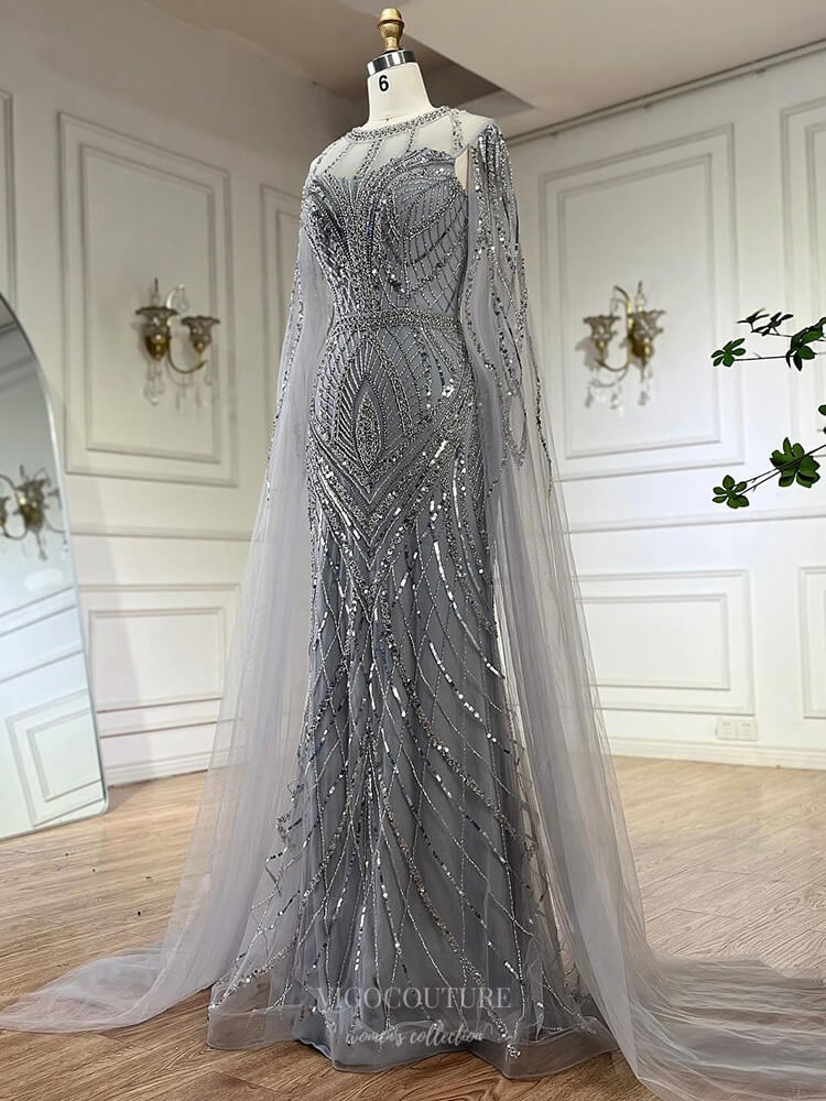 vintage beaded prom dress Beaded Feather Prom Dresses Vintage Formal Dresses Extra Long Sleeve B Viniodress