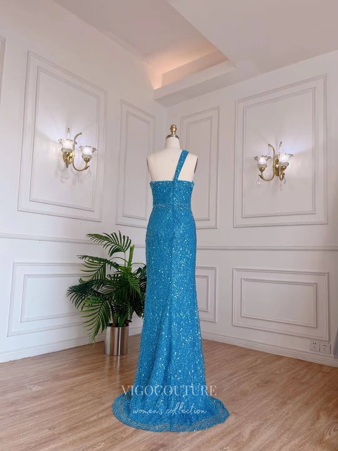 Vintage Blue Sequin Prom Dresses Sheath 20s Evening Dress 22141 - Blue / US16 Vintage Blue Sequin Prom Dresses Sheath 20s Evening Dress 22141 - Blue / US16