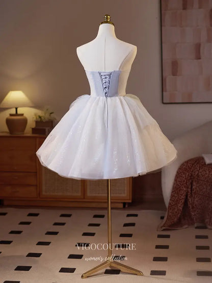 Whimsical Blue & White Tulle Strapless Hoco Dress – Short Fairycore Cocktail Gown – hc474 Light Blue / US6 Whimsical Blue & White Tulle Strapless Hoco Dress – Short Fairycore Cocktail Gown – hc474 Light Blue / US6
