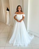 Prom Dress 2025 White Organza Prom Dresses Off the Shoulder Formal Gown 22036-unique elegant Prom Dresses-White-Custom Size-vigocouture