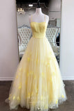 Prom Dress 2025 Yellow 3D Flower Prom Dresses Spaghetti Strap A-Line Evening Dress 21721-unique elegant Prom Dresses-Yellow-US2-vigocouture