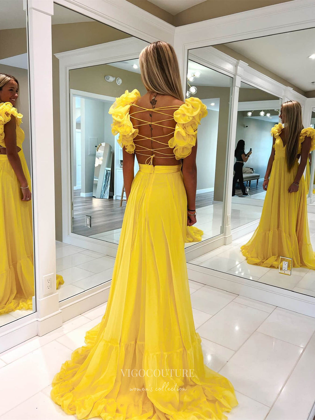 Elegant Yellow Sheath Prom Dress,Yellow Reception Dress Y6262