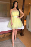 Short Prom Dresses 2025 Yellow Homecoming Dress Off the Shoulder Hoco Dress hc024-Prom Dresses-vigocouture-Yellow-US2-vigocouture