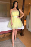 Yellow Homecoming Dress Off the Shoulder Hoco Dress hc024