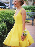 Short Prom Dresses 2025 Yellow Homecoming Dress Spaghetti Strap Hoco Dress hc007-Prom Dresses-vigocouture-vigocouture