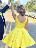 Short Prom Dresses 2025 Yellow Homecoming Dress Spaghetti Strap Hoco Dress hc007-Prom Dresses-vigocouture-Yellow-US2-vigocouture