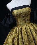 Prom Dresses 2025 to impress Yellow Jacquard Prom Dresses with Puffed Sleeve, Off the Shoulder Quinceanera Dresses SU078-vigocouture-vigocouture